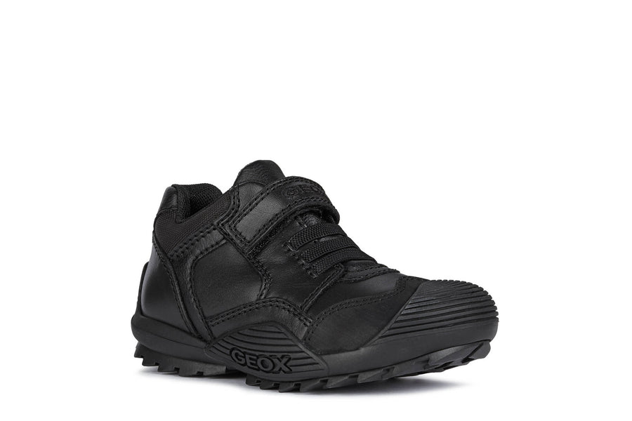 Geox School Shoes | Savage Elastic | Black Leather