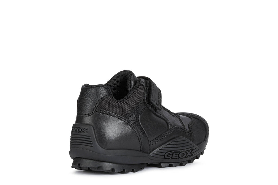 Geox School Shoes | Savage Elastic | Black Leather