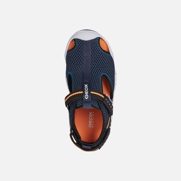 Geox Wader Waterproof Sandal | Navy & Orange Fluro