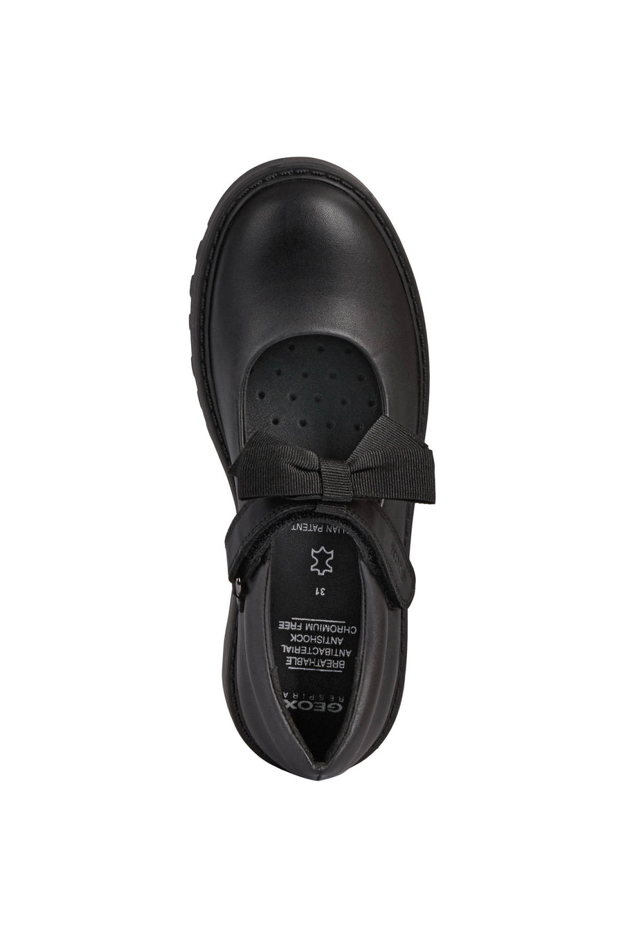 Geox Casey Bow|Mary-Jane Shoe|Black Leather