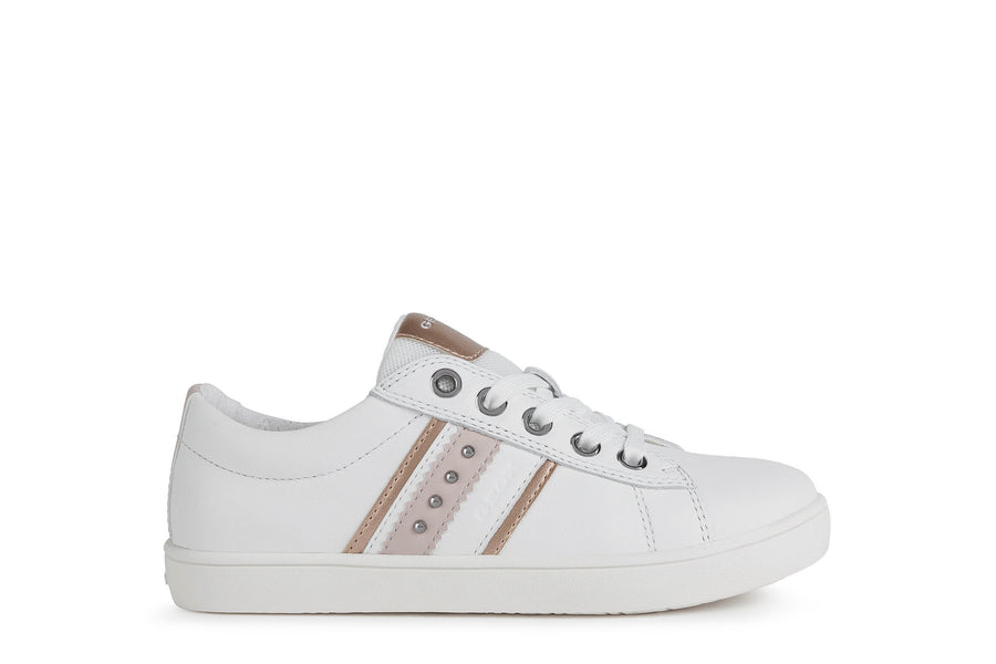 Geox Kids Kathe Sneakers | Casual Sport | White & Light Rose