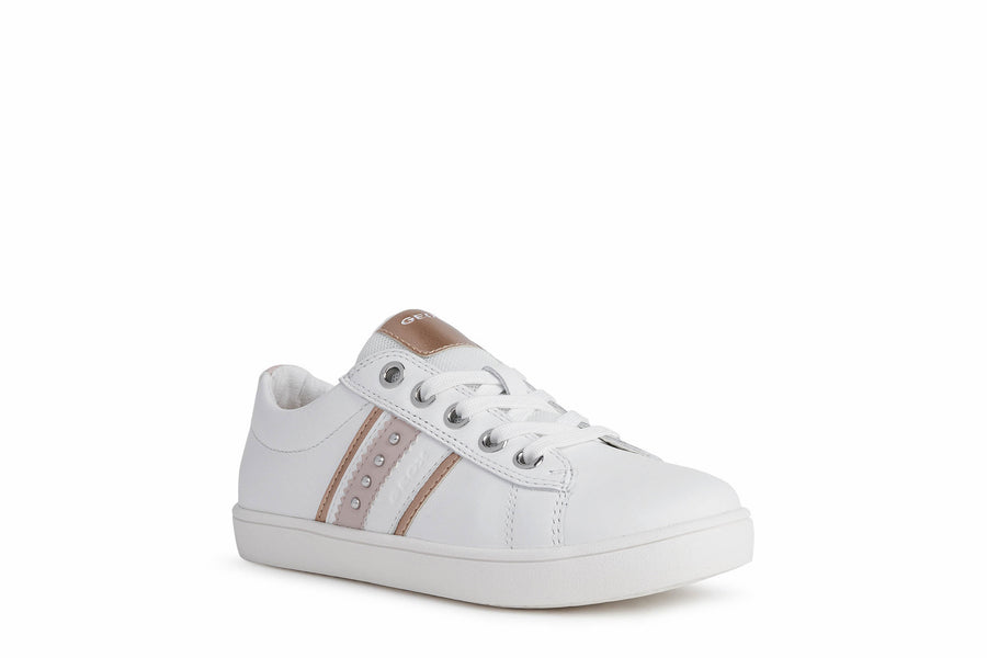 Geox Kids Kathe Sneakers | Casual Sport | White & Light Rose
