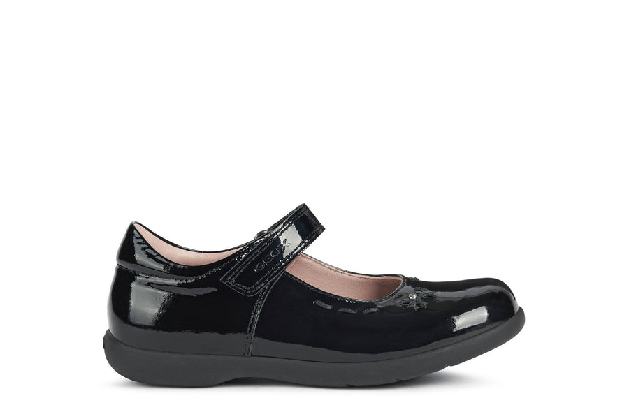 Geox Girls School Shoes | Naimara Mary-Jane | Black Patent