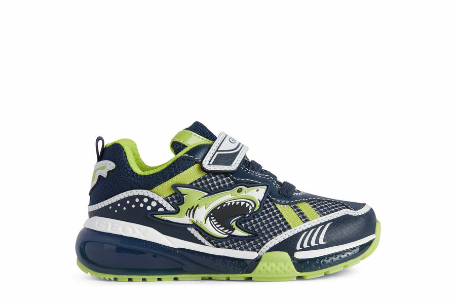 Geox Bayonyc Trainers | Navy & Lime Shark