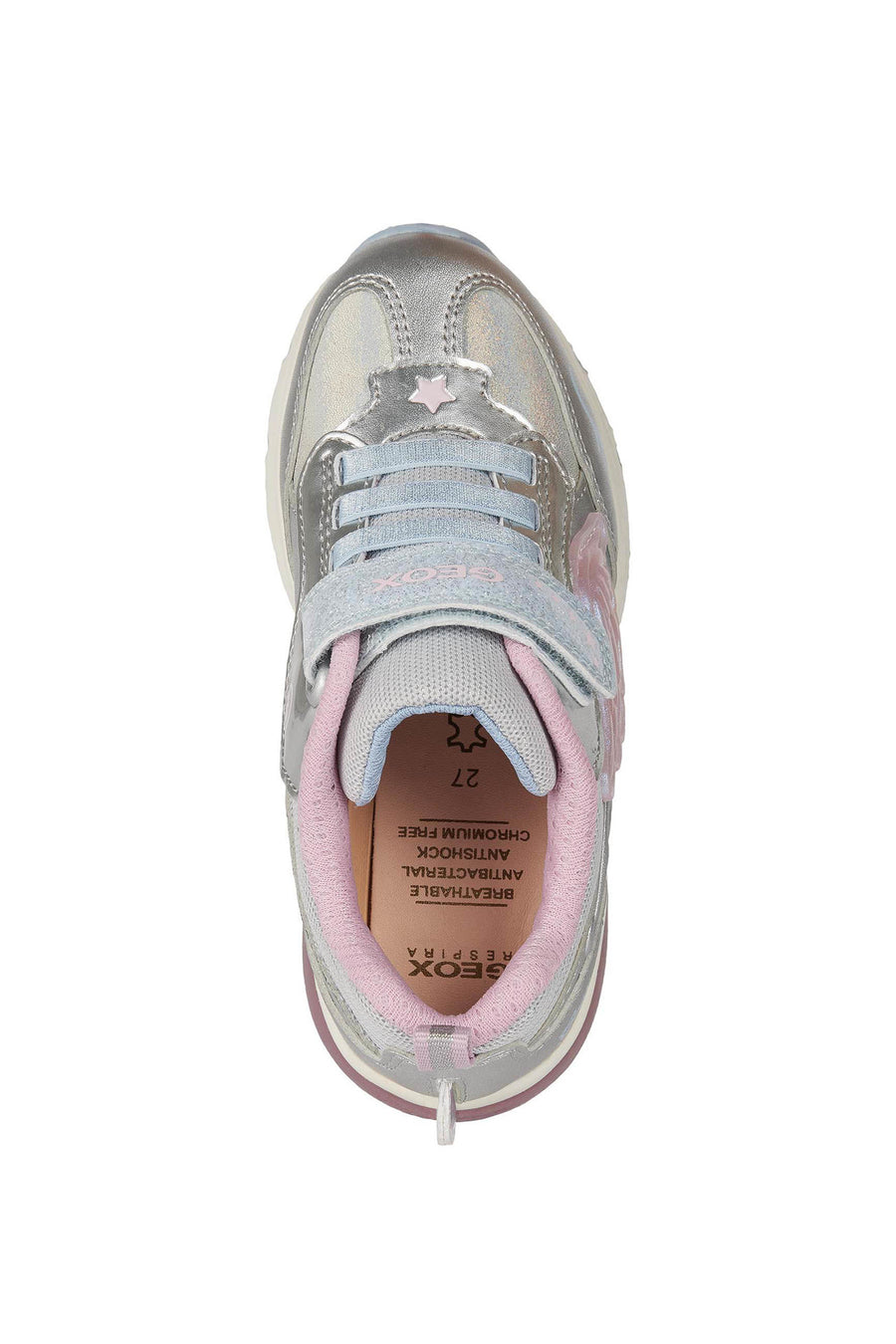 Geox Light Up Trainers |Spaceclub | Velcro| Silver & Pink