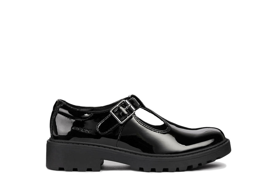 Geox Casey T Bar|Black Patent