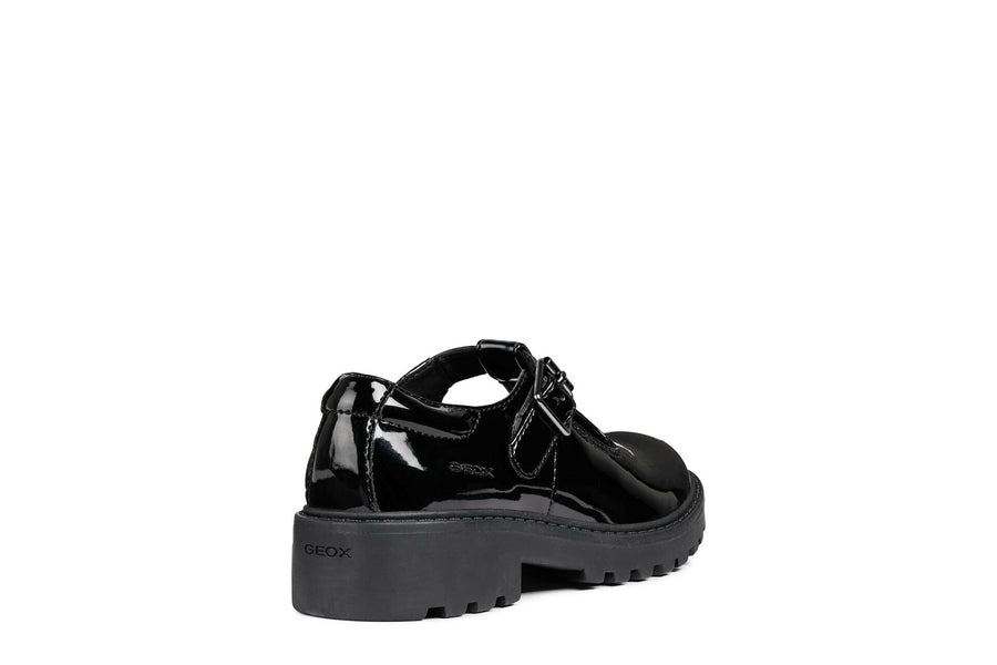 Geox Casey T Bar|Black Patent