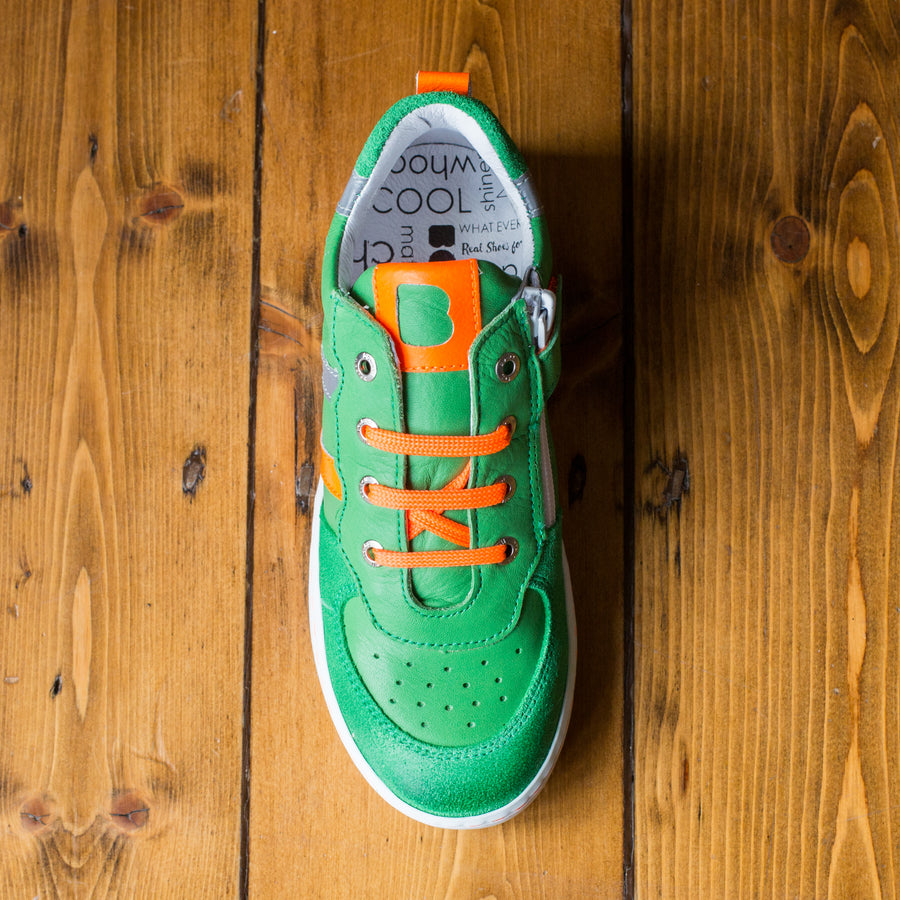 Bo-Bell Shoes | Landor Trainers | Green & Fluro Orange
