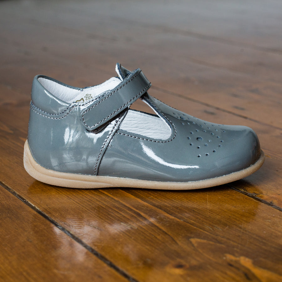 Bo-Bell Toto T-Bar Kids Shoes | Grey Patent