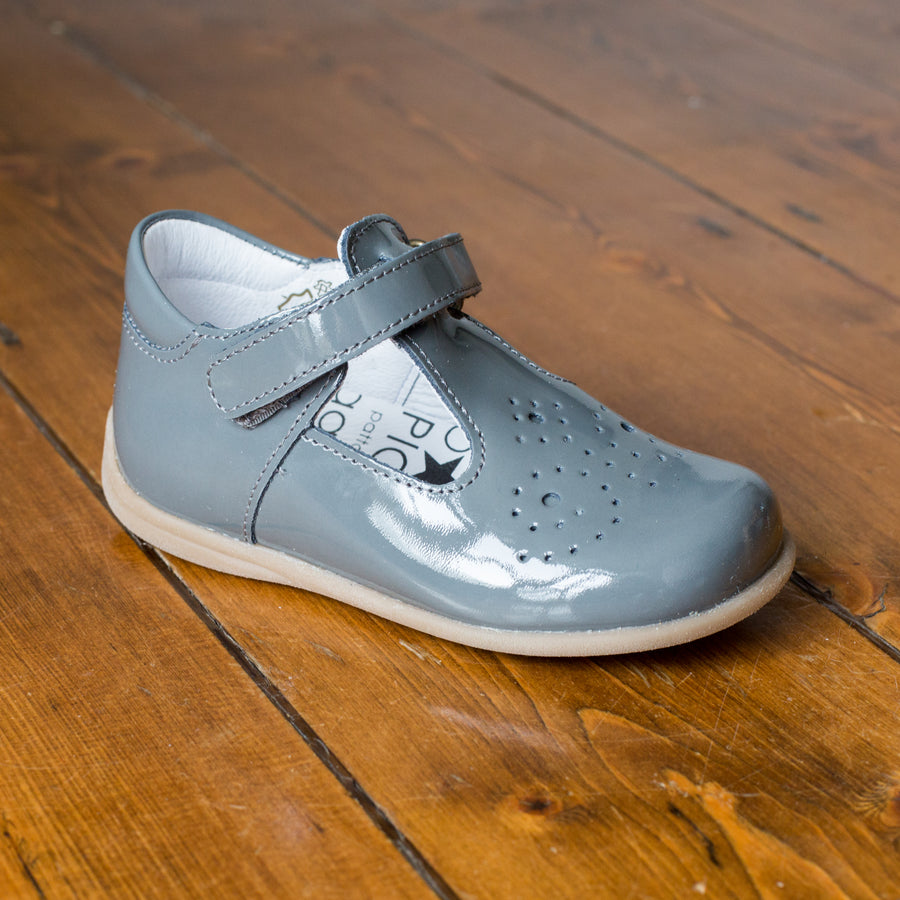 Bo-Bell Toto T-Bar Kids Shoes | Grey Patent