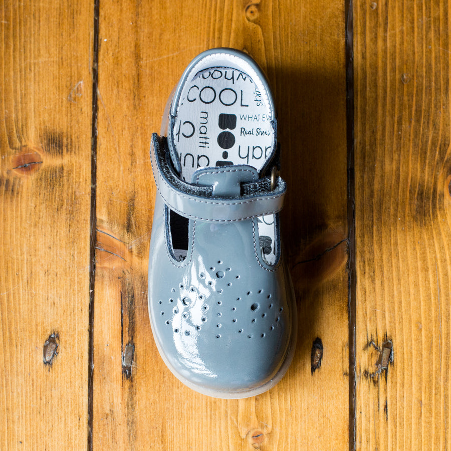 Bo-Bell Toto T-Bar Kids Shoes | Grey Patent