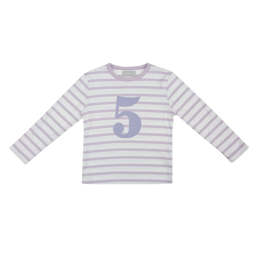Bob and Blossom Number T-Shirts | Parma Violet & White Striped