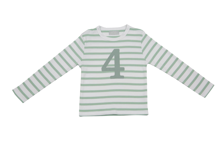 Bob and Blossom Number T-Shirts | Seafoam Green & White Striped