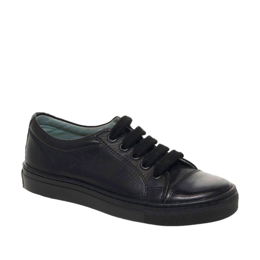 Petasil Peel Lace Up School Shoe|Black Leather