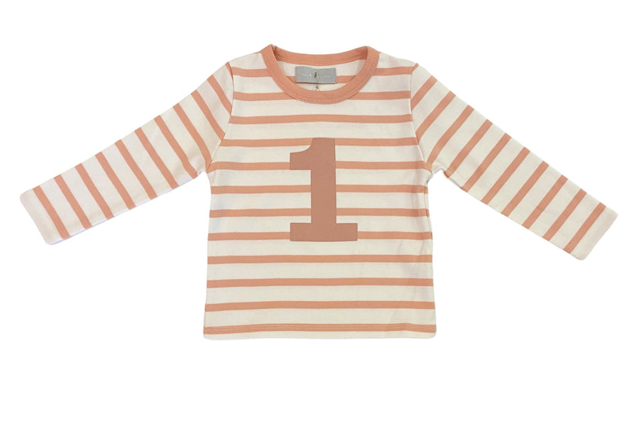 Bob and Blossom Number T-Shirts | Shrimp Pink & White T-shirt Striped