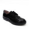 Petasil Tracey | Girls Lace School Shoe  |  Black Patent