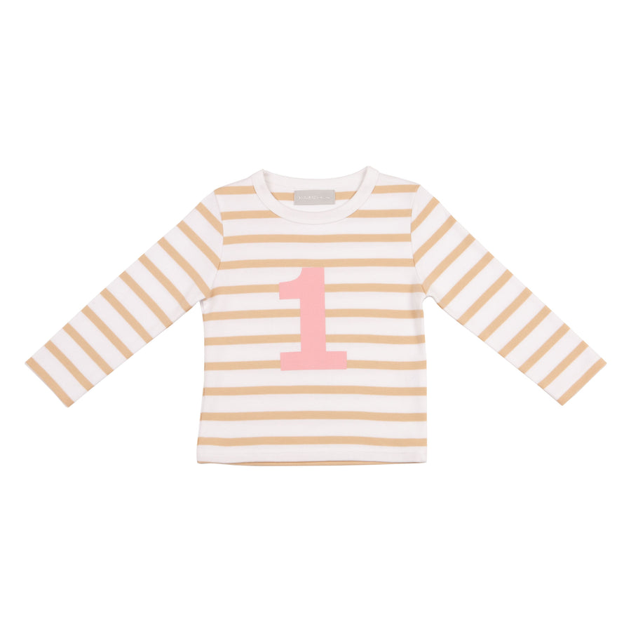 Bob and Blossom Number T-Shirts | Biscuit & White striped