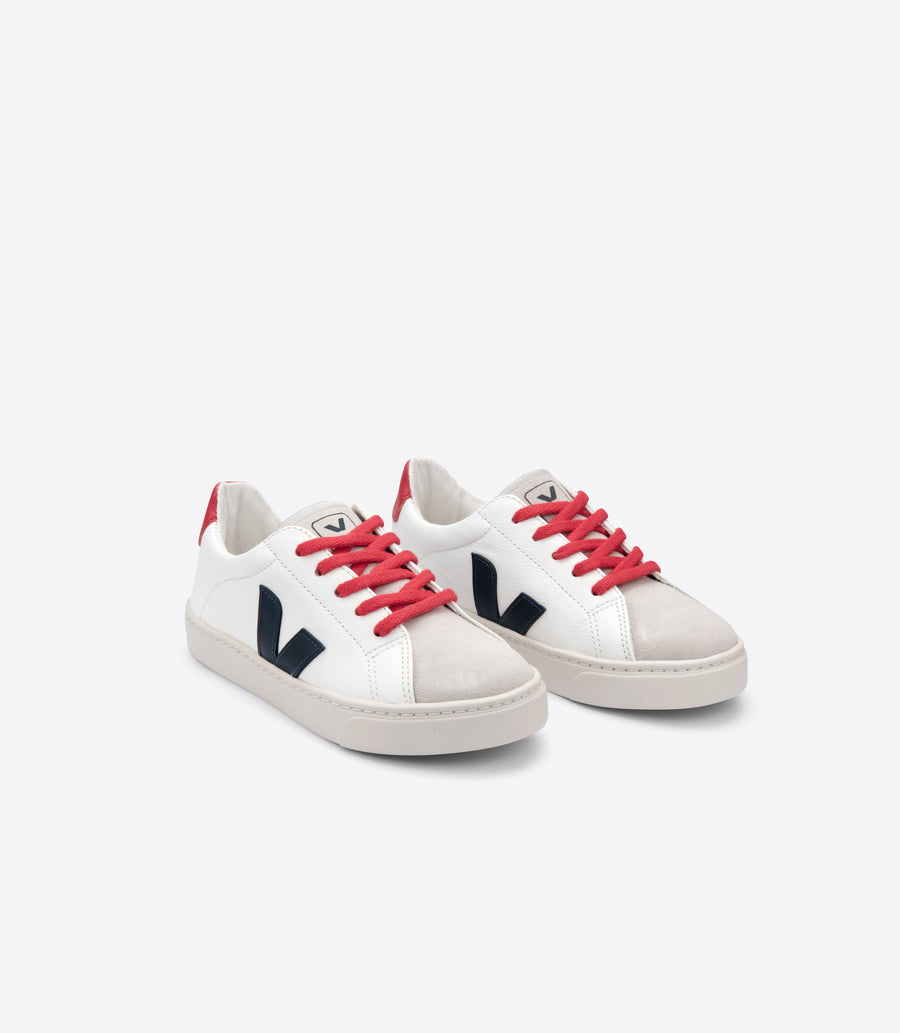 Veja Kids Esplar Lace Leather Trainers|White Nautico Pekin