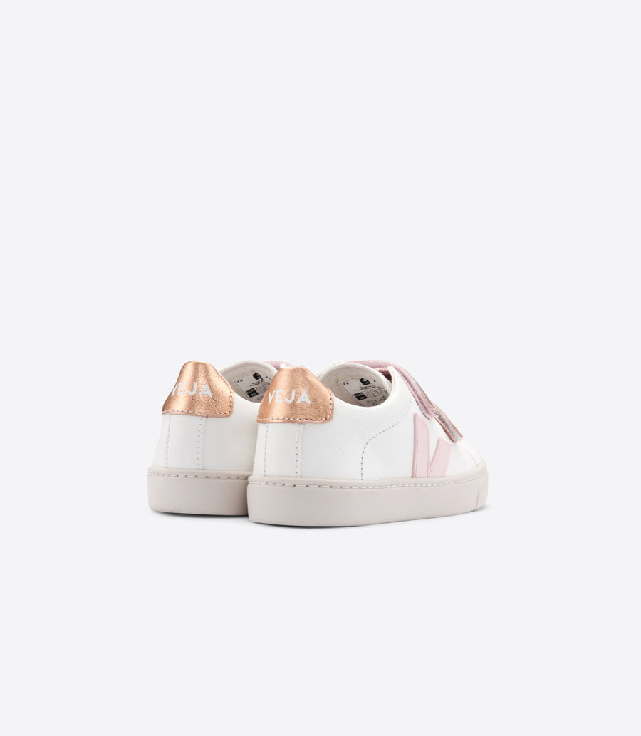 Veja Kids Trainers Esplar Velcro Leather|White Petale Venus