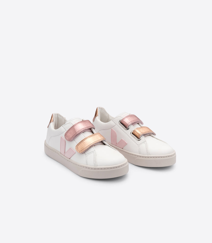 Veja Kids Trainers Esplar Velcro Leather|White Petale Venus