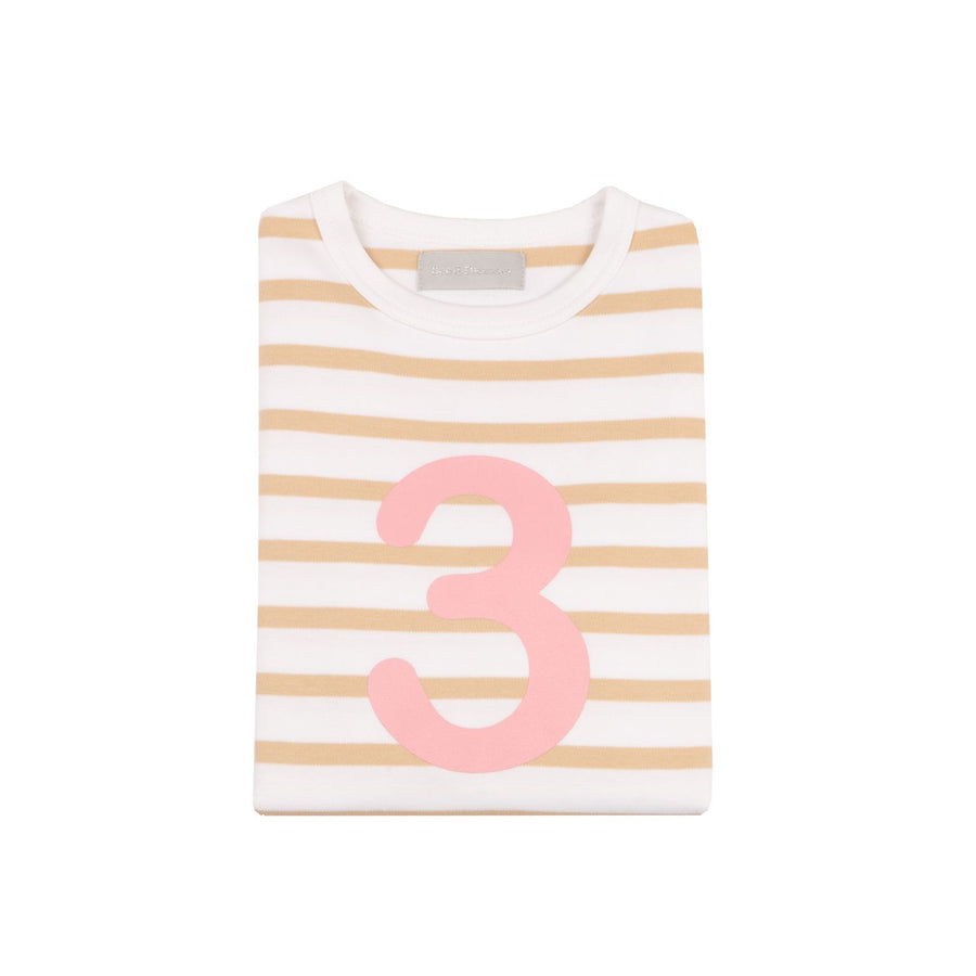 Bob and Blossom Number T-Shirts | Biscuit & White striped