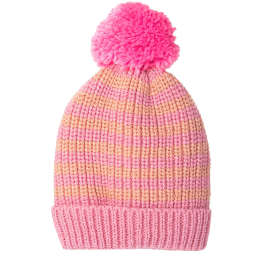 Rockahula Kids Bobble Hat | Stripy Knit | Pink & Orange