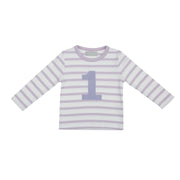 Bob and Blossom Number T-Shirts | Parma Violet & White Striped