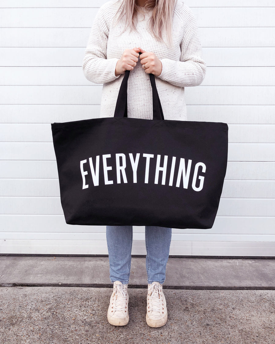 Alphabet Bags Everything Oversized Canvas Tote Bags|Black