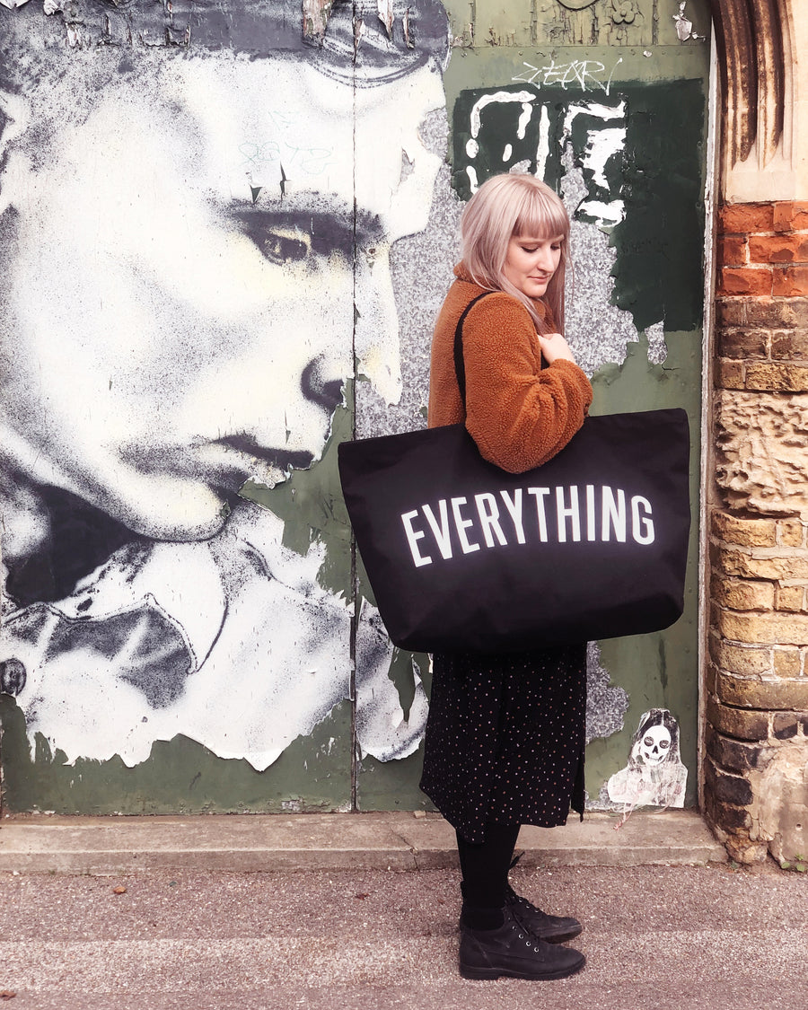 Alphabet Bags Everything Oversized Canvas Tote Bags|Black