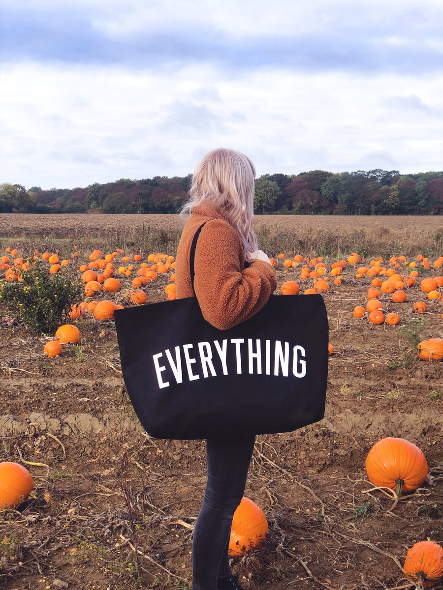 Alphabet Bags Everything Oversized Canvas Tote Bags|Black