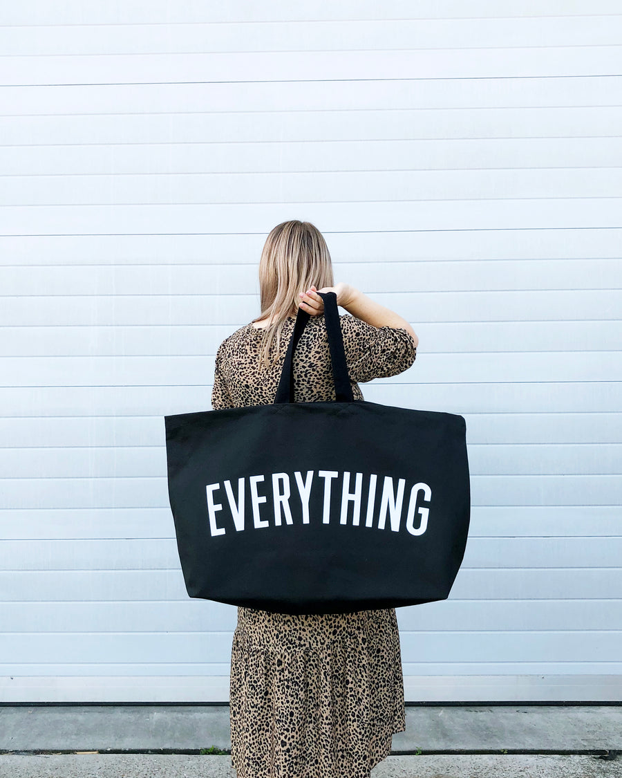 Alphabet Bags Everything Oversized Canvas Tote Bags|Black