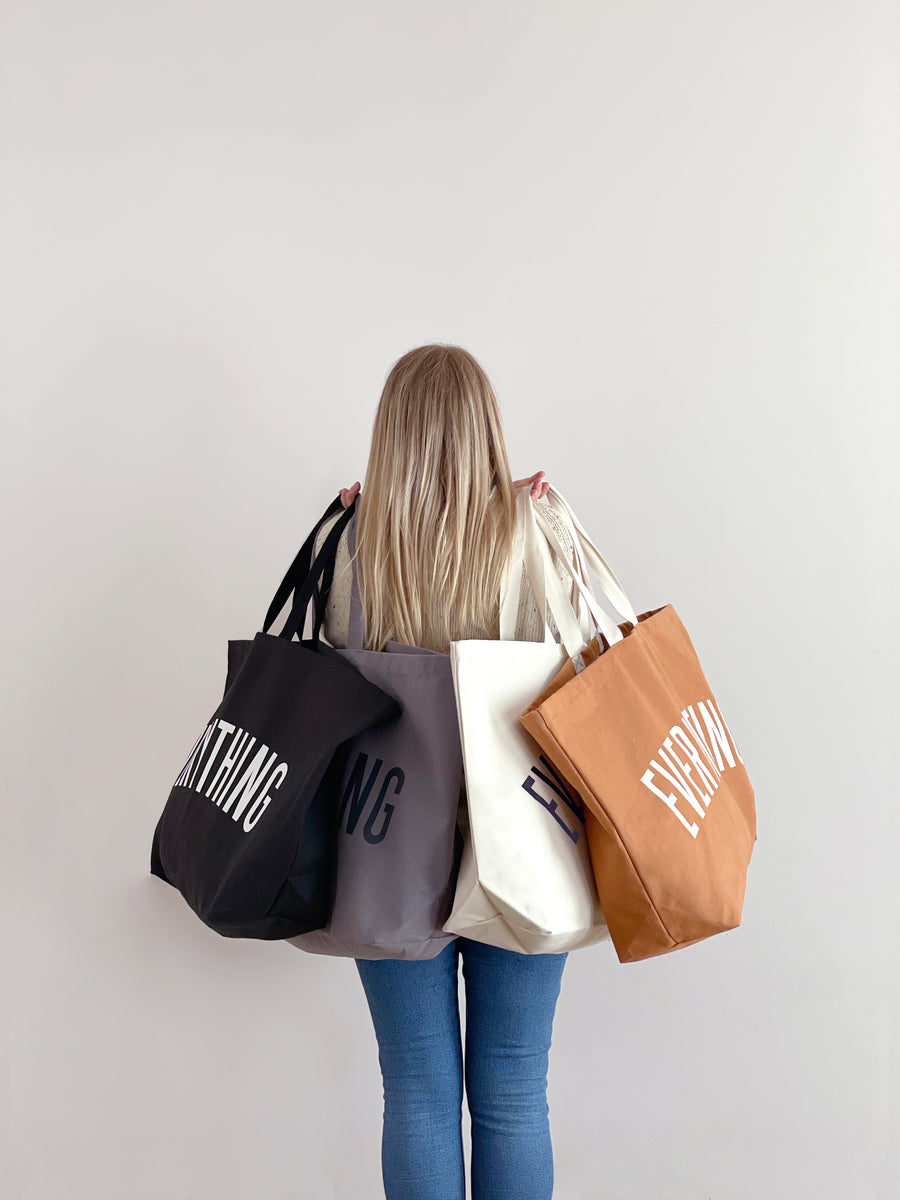 Alphabet Bags Everything Oversized Canvas Tote Bags|Natural