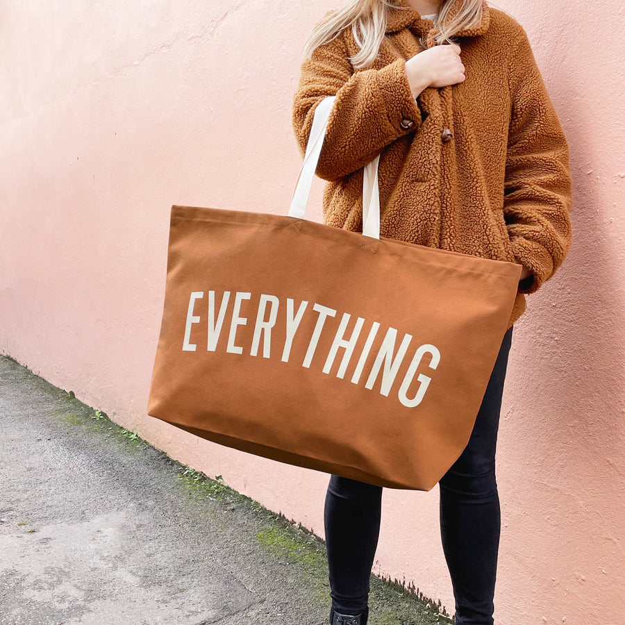 Alphabet Bags Everything Oversized Canvas Tote Bags|Rust