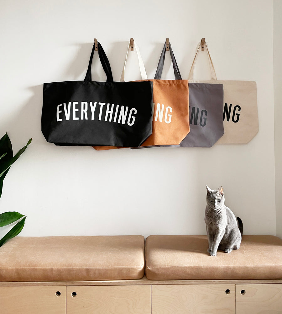 Alphabet Bags Everything Oversized Canvas Tote Bags|Black