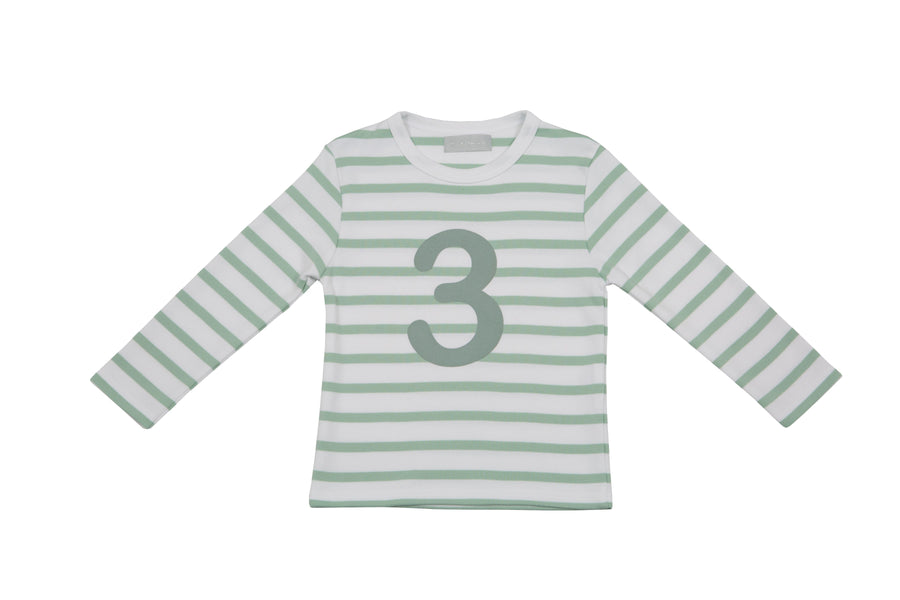 Bob and Blossom Number T-Shirts | Seafoam Green & White Striped