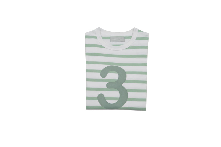 Bob and Blossom Number T-Shirts | Seafoam Green & White Striped