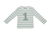 Bob and Blossom Number T-Shirts | Seafoam Green & White Striped