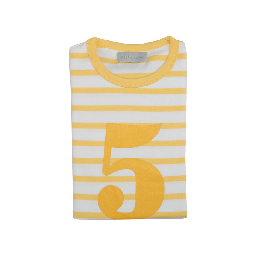 Bob and Blossom Number T-Shirts | Buttercup & White Striped