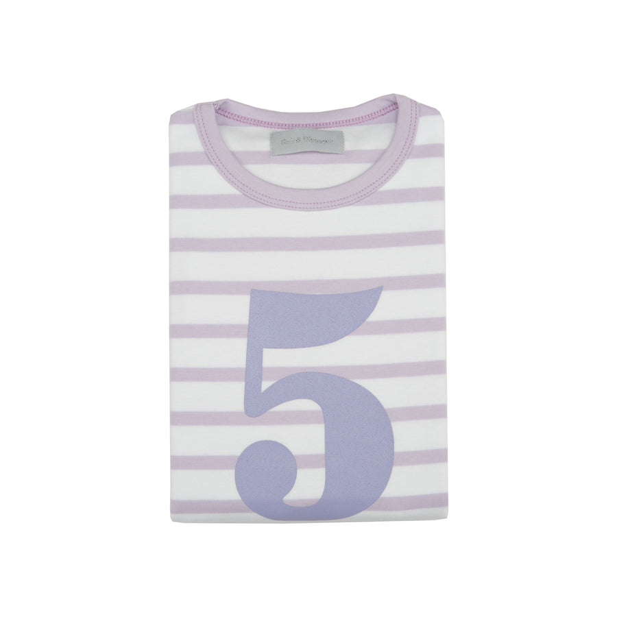 Bob and Blossom Number T-Shirts | Parma Violet & White Striped