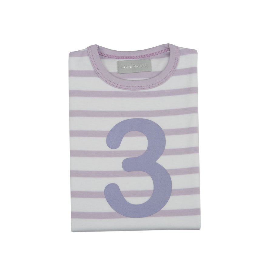 Bob and Blossom Number T-Shirts | Parma Violet & White Striped