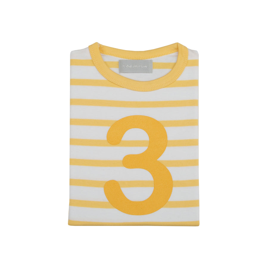 Bob and Blossom Number T-Shirts | Buttercup & White Striped