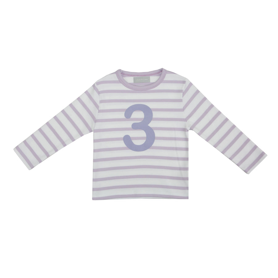 Bob and Blossom Number T-Shirts | Parma Violet & White Striped