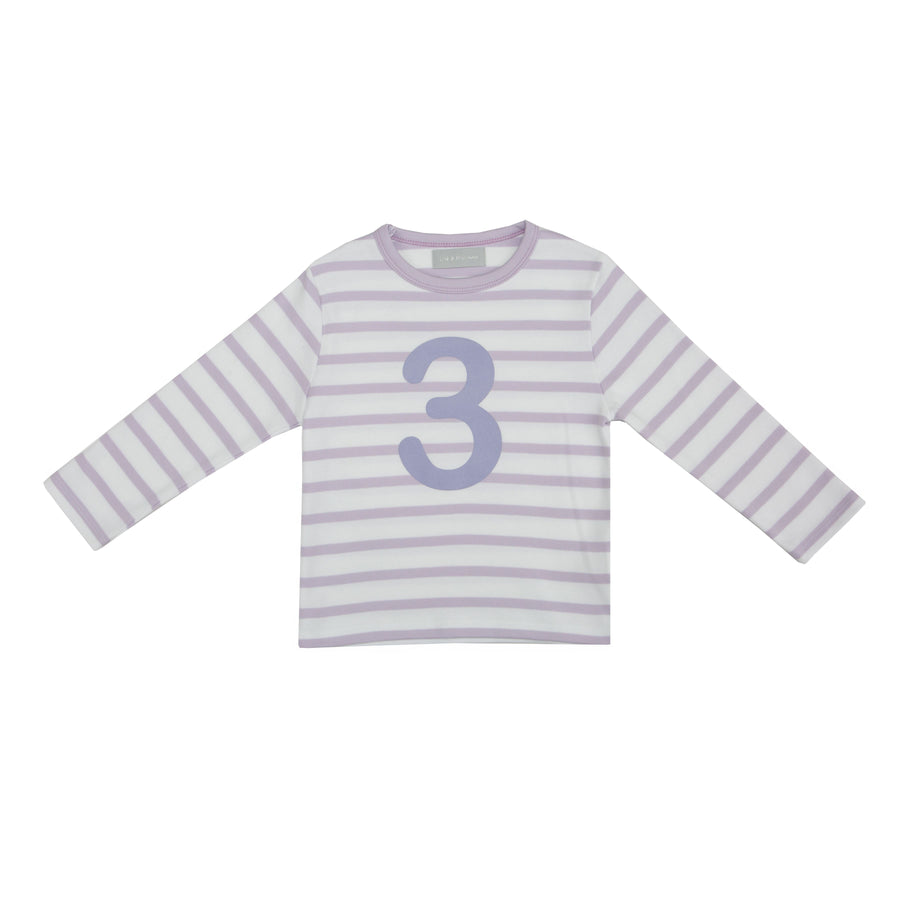 Bob and Blossom Number T-Shirts | Parma Violet & White Striped