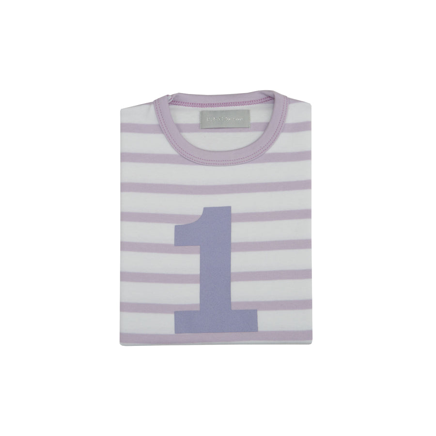 Bob and Blossom Number T-Shirts | Parma Violet & White Striped