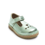 Petasil Sonia|T-Bar Shoes|Mint Green Metallic