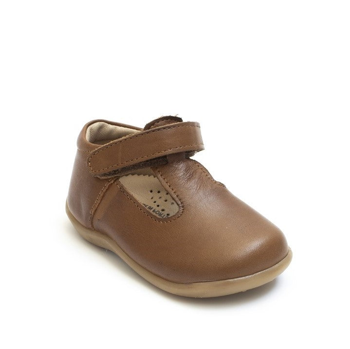 Petasil Shoes|Tim T-Bar Kids Velcro|Cognac