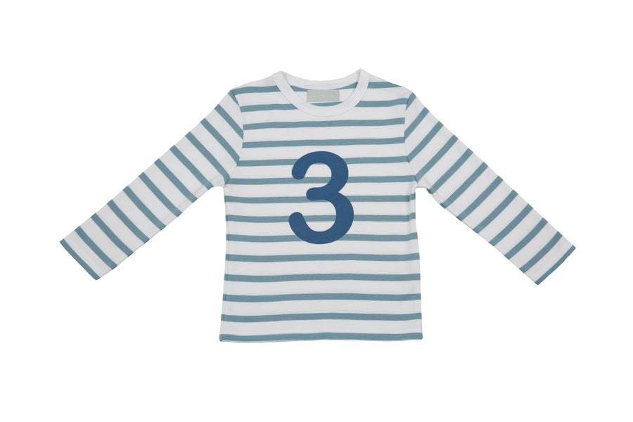Bob and Blossom Number T-Shirts|Ocean & White Striped