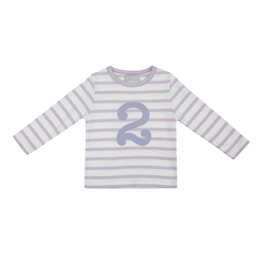 Bob and Blossom Number T-Shirts | Parma Violet & White Striped